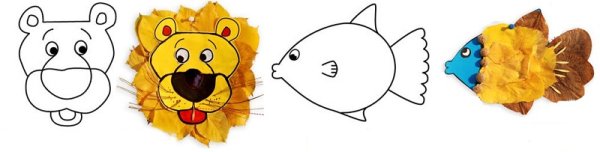 Лев из листьев аппликация