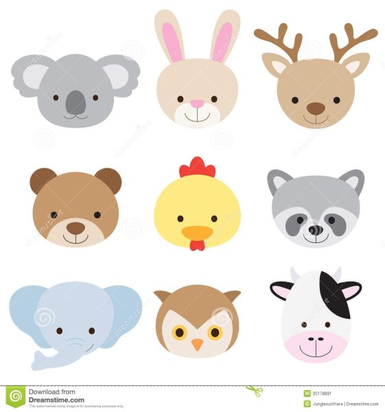 Мордочки животных для аппликации