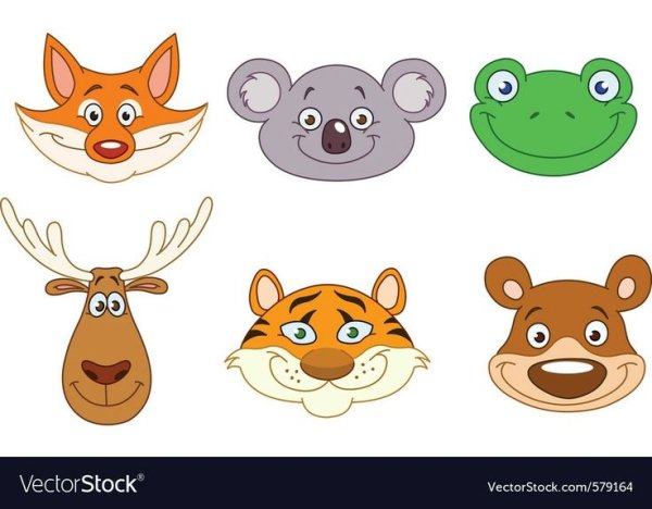 Мультяшные мордочки животных