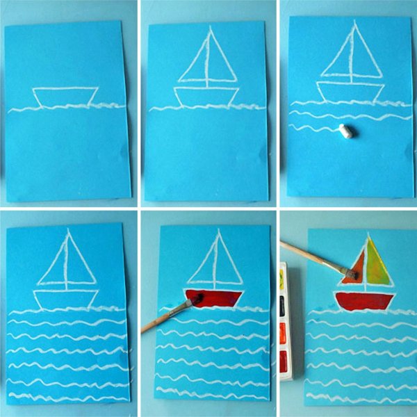 Рисование кораблик в средней группе