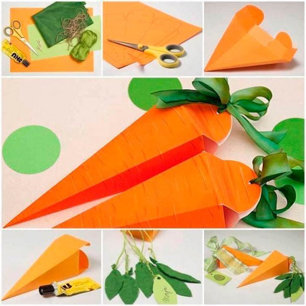 Морковка из цветной бумаги