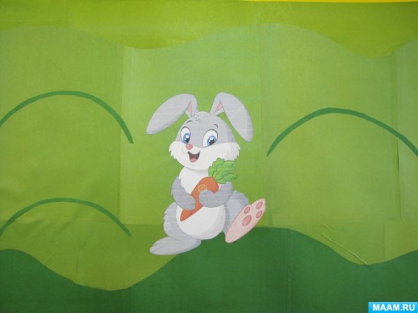 Аппликация зайчик с морковкой младшая группа