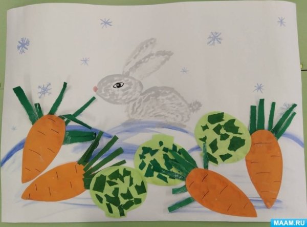 Аппликация угостим зайку