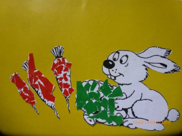 Аппликация в средней группе на тему Заюшкин огород