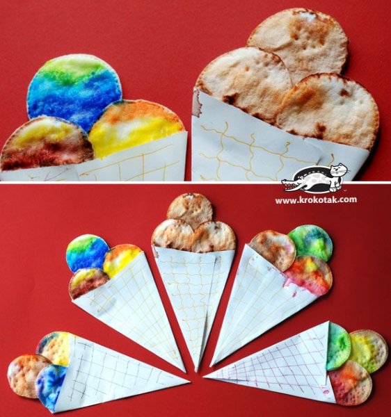 Поделка мороженое из ватных дисков