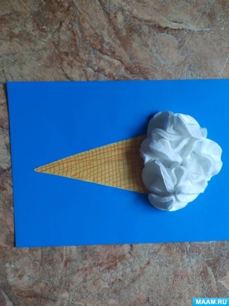 Аппликация мороженое из ваты
