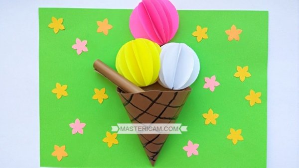 Аппликация мороженое рожок из цветной бумаги