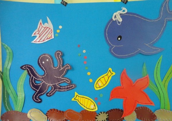 Аппликация морские обитатели
