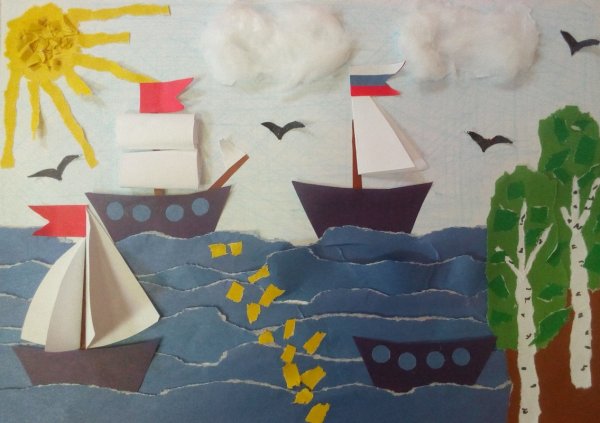 Аппликация кораблик