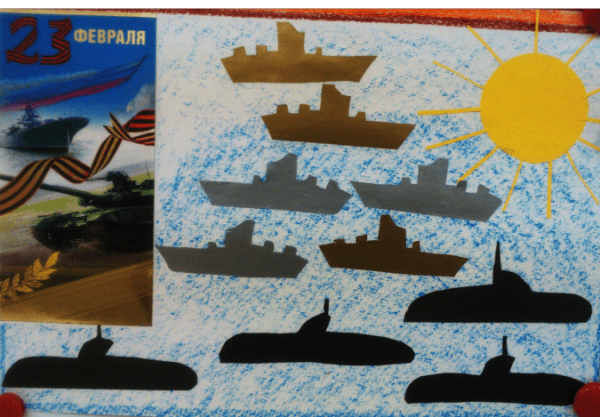 Кораблик аппликация из бумаги