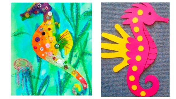 Морской конек аппликация для детей