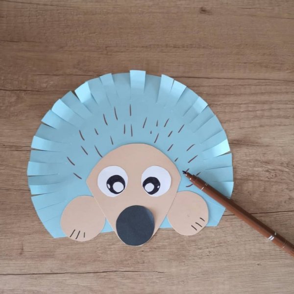 Аппликация Ёжик из цветной бумаги