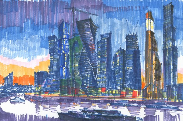 Современный город рисунок