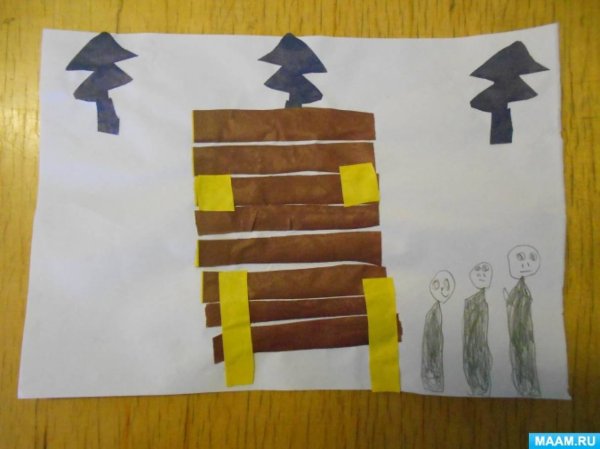 Аппликация избушка на курьих ножках подготовительная группа