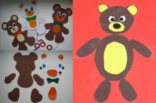 Медведь аппликация из бумаги
