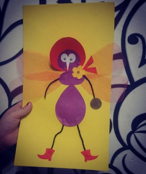 Аппликация Муха Цокотуха средняя группа