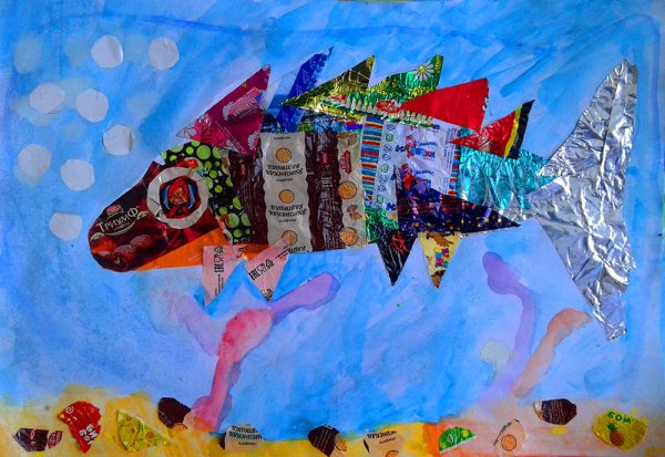 Аппликация из мусора