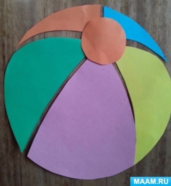 Аппликация мячик средняя группа