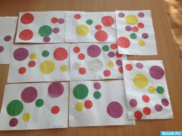 Аппликация в младшей группе большие и маленькие мячи