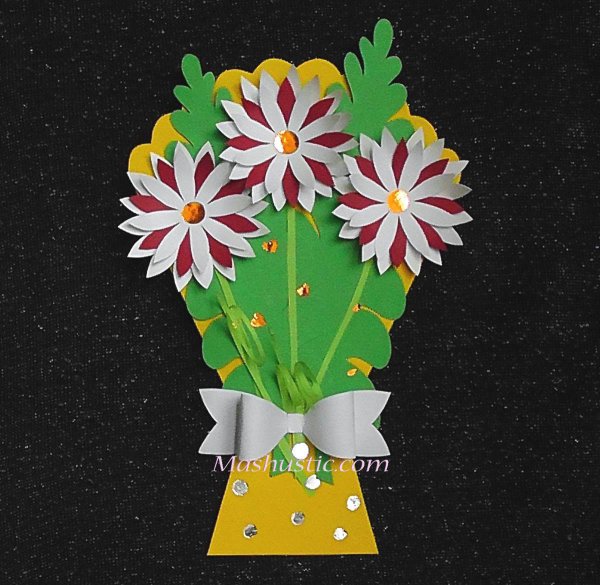 Аппликация с объемными цветами