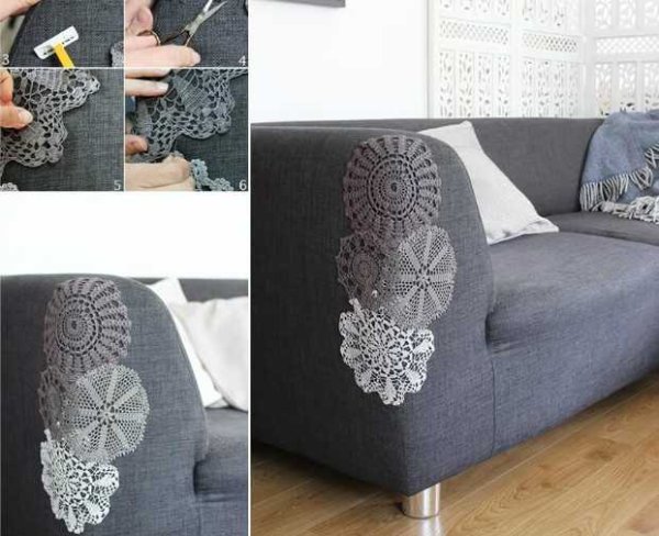 Заплатки на диване декоративные