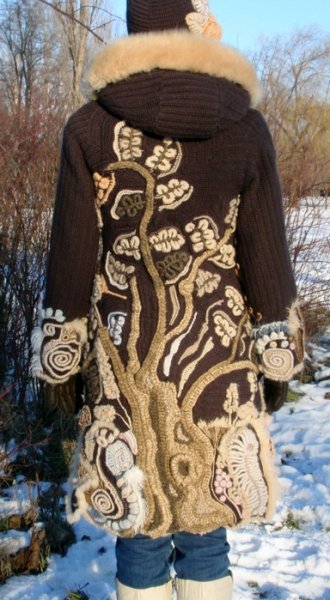 Вязаная дубленка