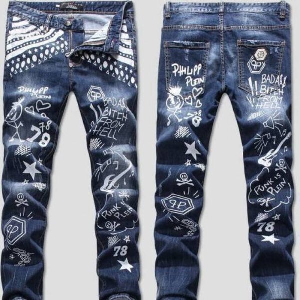 Рисование на мужских джинсах