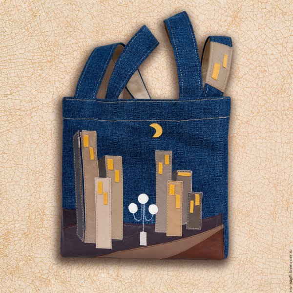 Сумки из джинсы с аппликацией