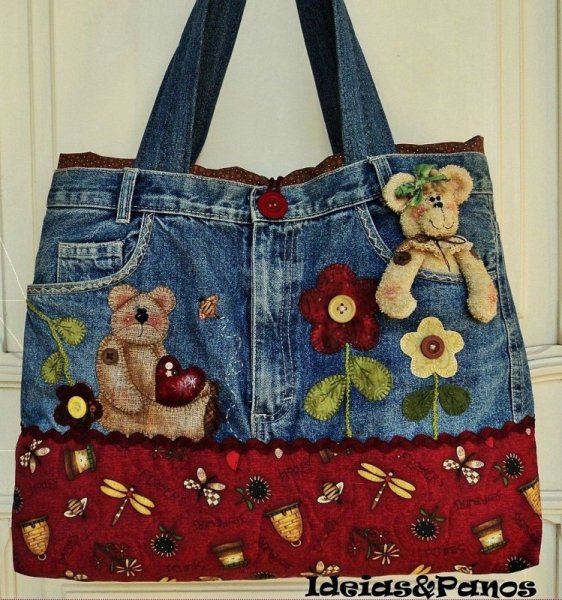Сумки из джинсы с аппликацией