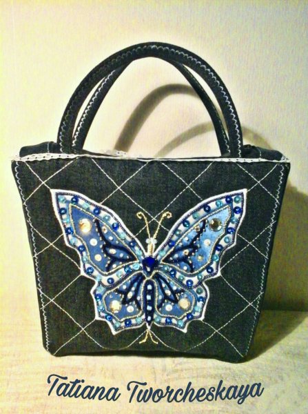 Сумки из джинсов с аппликацией