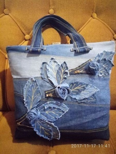 Сумка пэчворк из джинсов