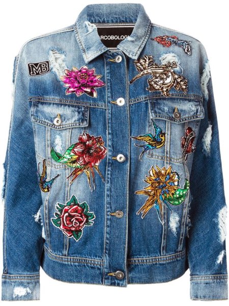 Вышивка на джинсовой куртке