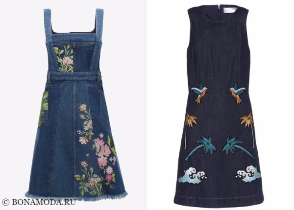 Джинсовое платье с вышивкой