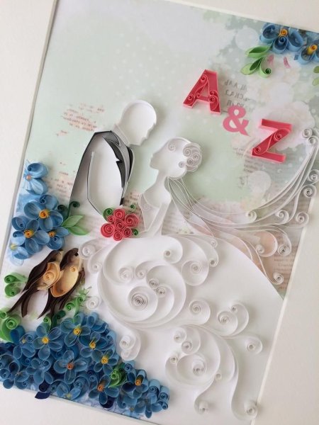 Квиллинг открытки на свадьбу