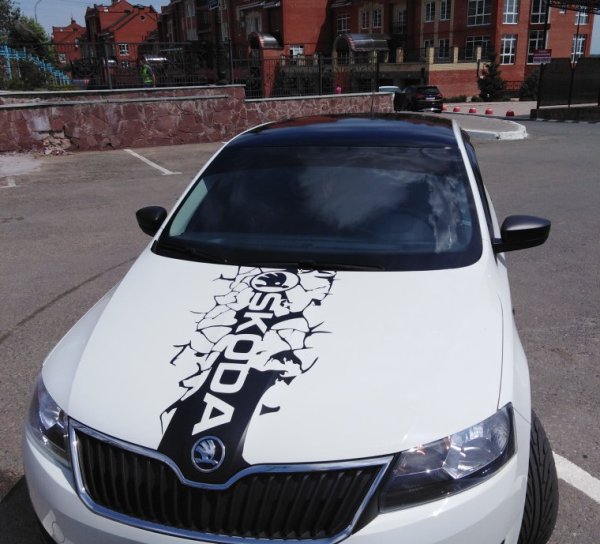 Наклейки на капот Шкода Рапид