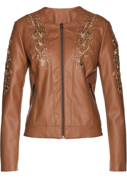 Кожаная куртка с кружевами