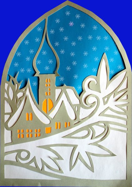 Витраж Рождество из бумаги