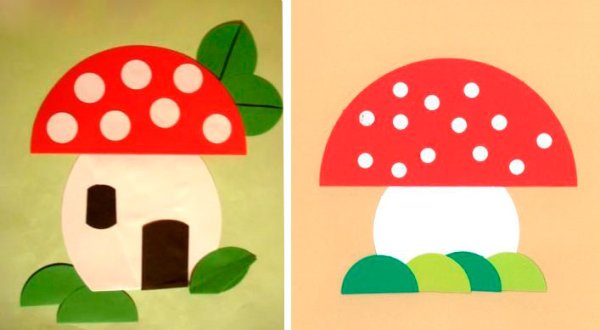 Аппликация грибы в средней группе