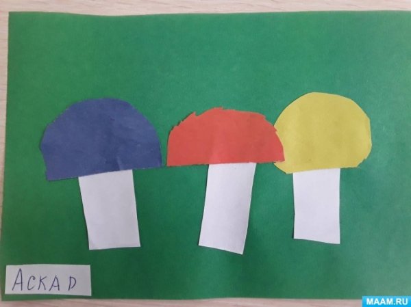 Аппликация «на Лесной полянке выросли грибы» т.с. Комарова. Стр 30