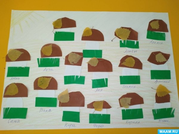 Аппликация корзина грибов в средней группе