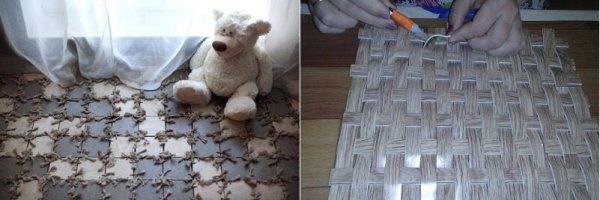 Коврик из остатков линолеума