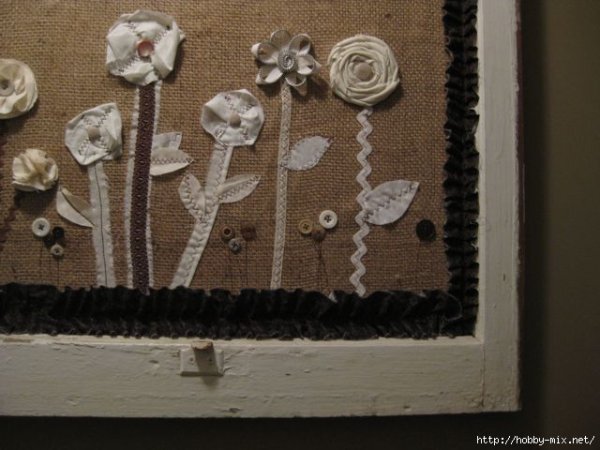 Панно из Мешковины и джута с зеркалом