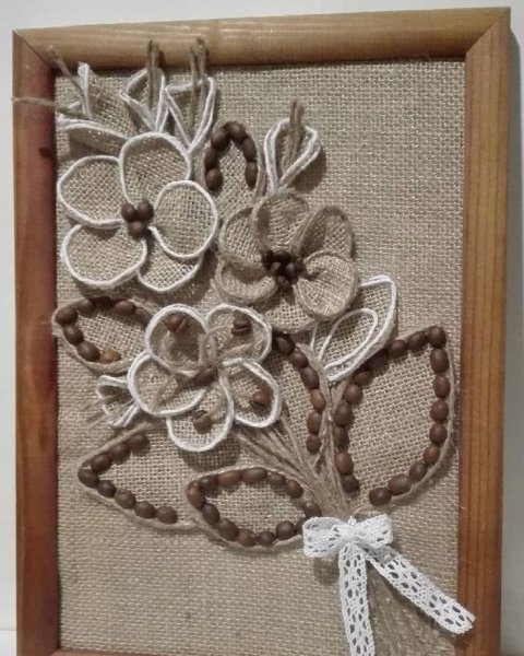 Панно из джута и Мешковины