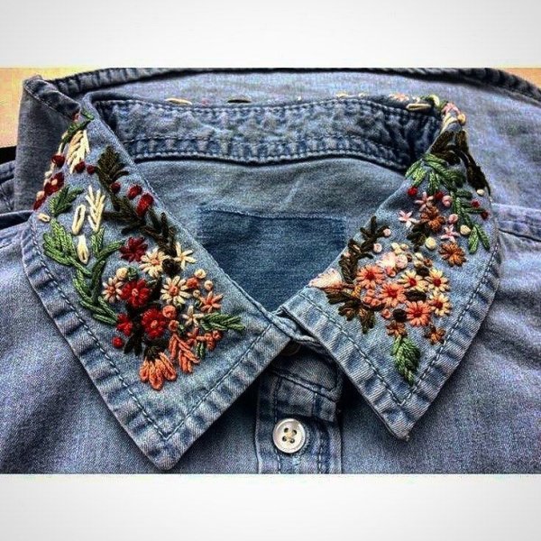 Вышивка на джинсовой рубашке