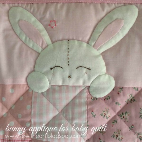 Детское одеяло с зайчиком пэчворк