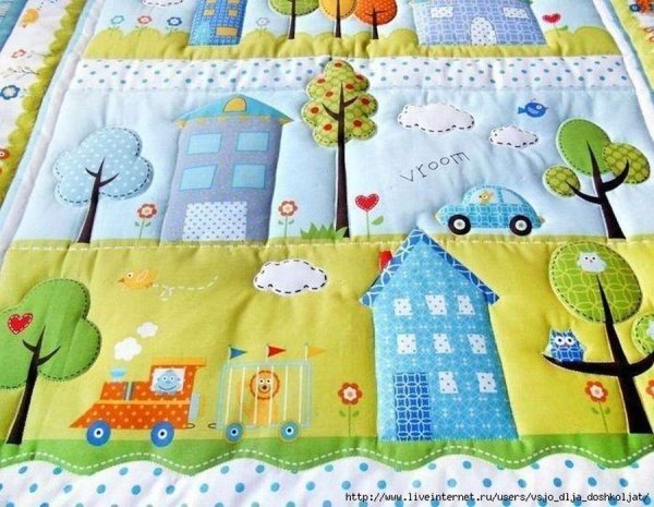 Пэчворк детское одеяло с аппликацией