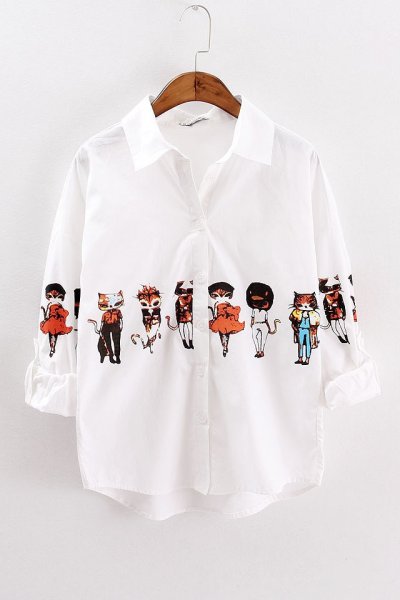 Белая рубашка с принтом