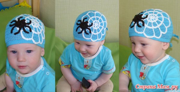 Летняя вязаная шапочка для мальчика