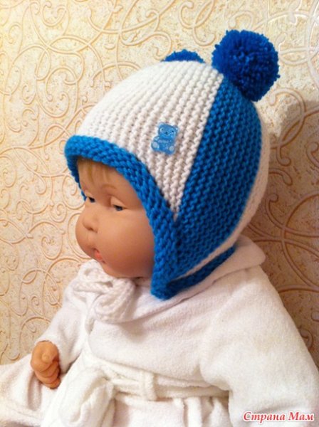 Шапочка для новорожденного спицами для мальчика