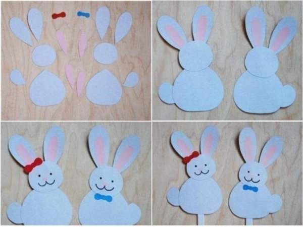 Поделка из цветной бумаги зайчик